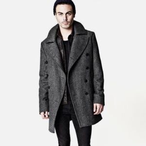 All Saints Wool Herringbone Bramston Coat